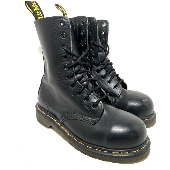 Vtg Dr Doc Martens 133 Men size 6 Steel Toe 10 Eye Boots England Black Vtg Dr Doc Martens 133 Women main image 4